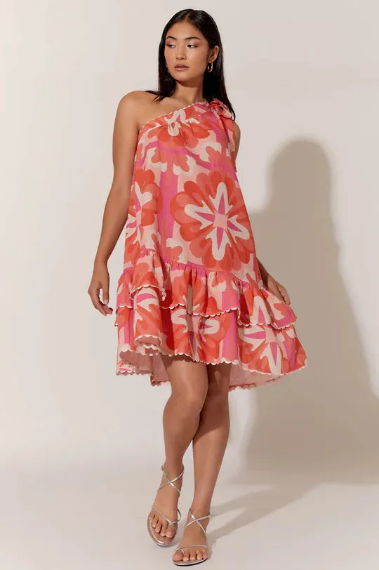 FRIDA SHORT PRINT ONE SHOULDER DRESS