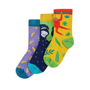 Frugi 3 Pack Socks Me9zx Monkey
