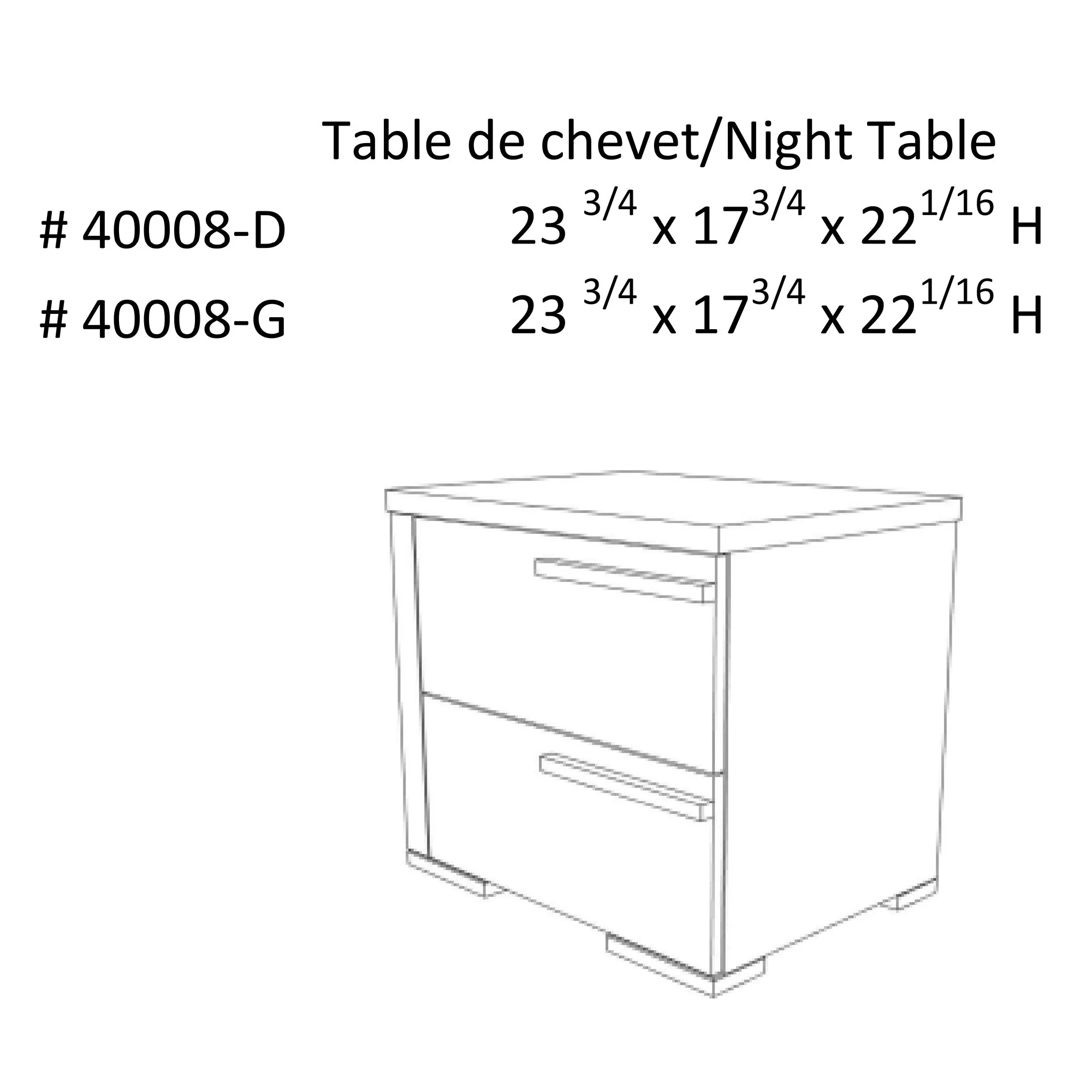 Gabriella right night table for bedroom decoration, light grey & white