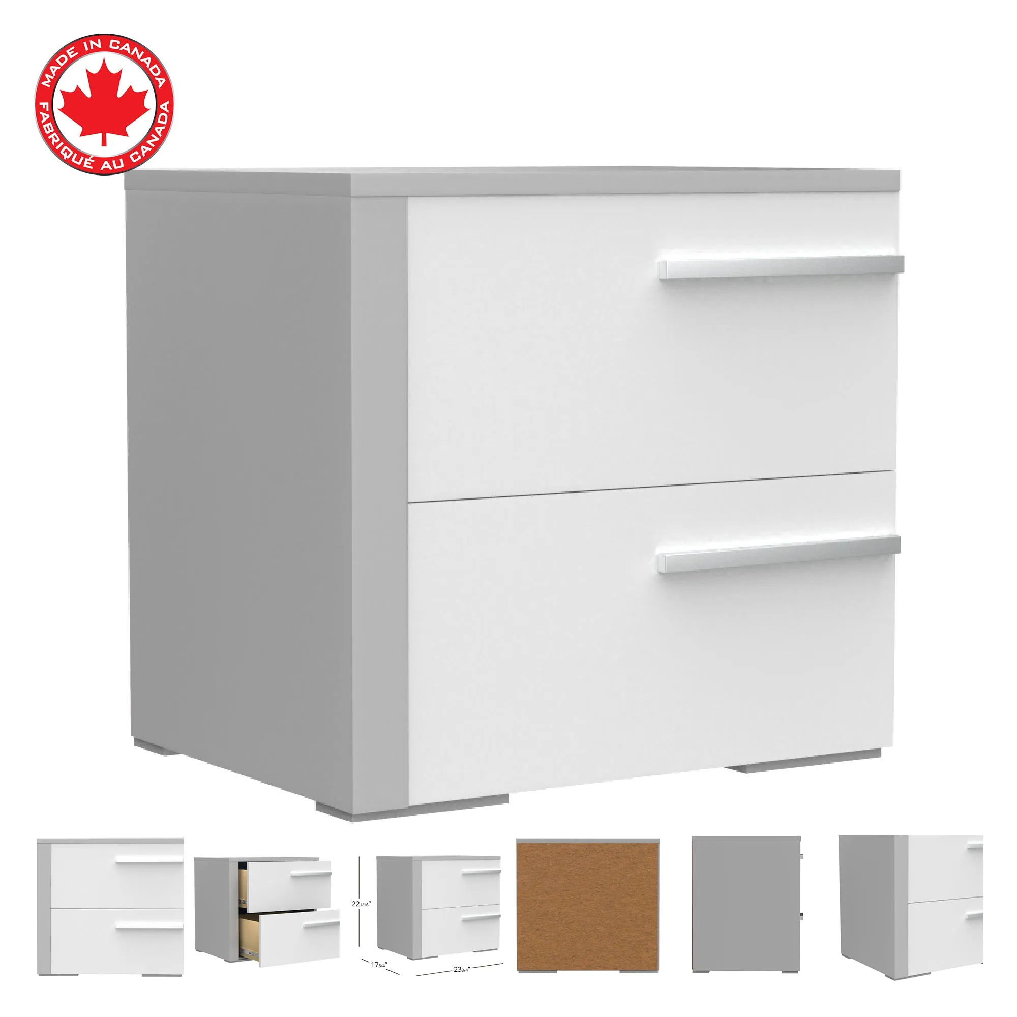 Gabriella right night table for bedroom decoration, light grey & white