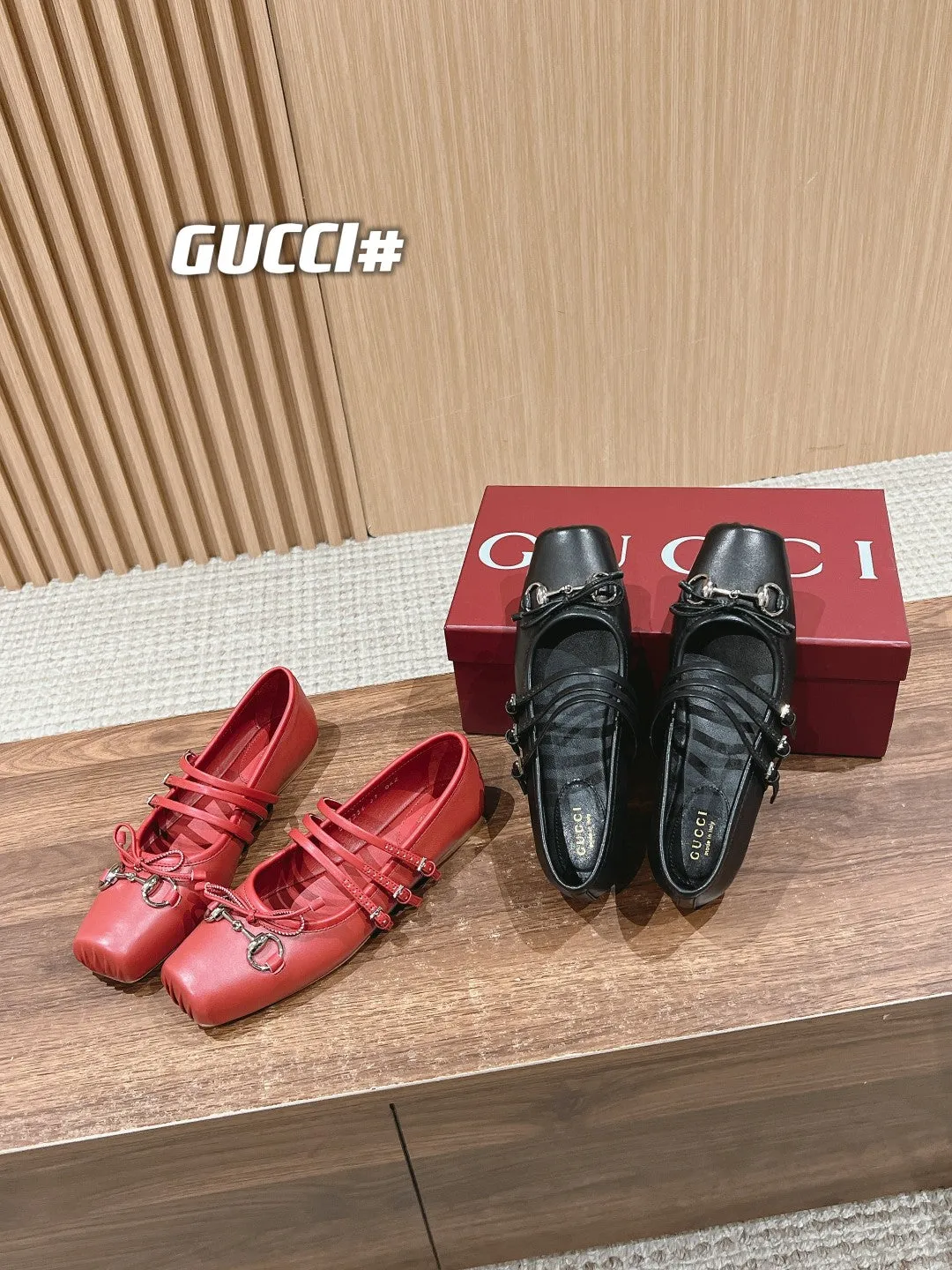 GC Cowhide fabric Early Spring Resort Series Horsebit Ballet Flats