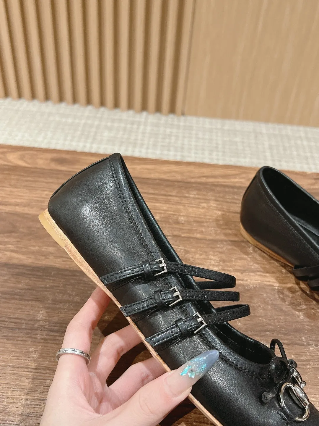 GC Cowhide fabric Early Spring Resort Series Horsebit Ballet Flats