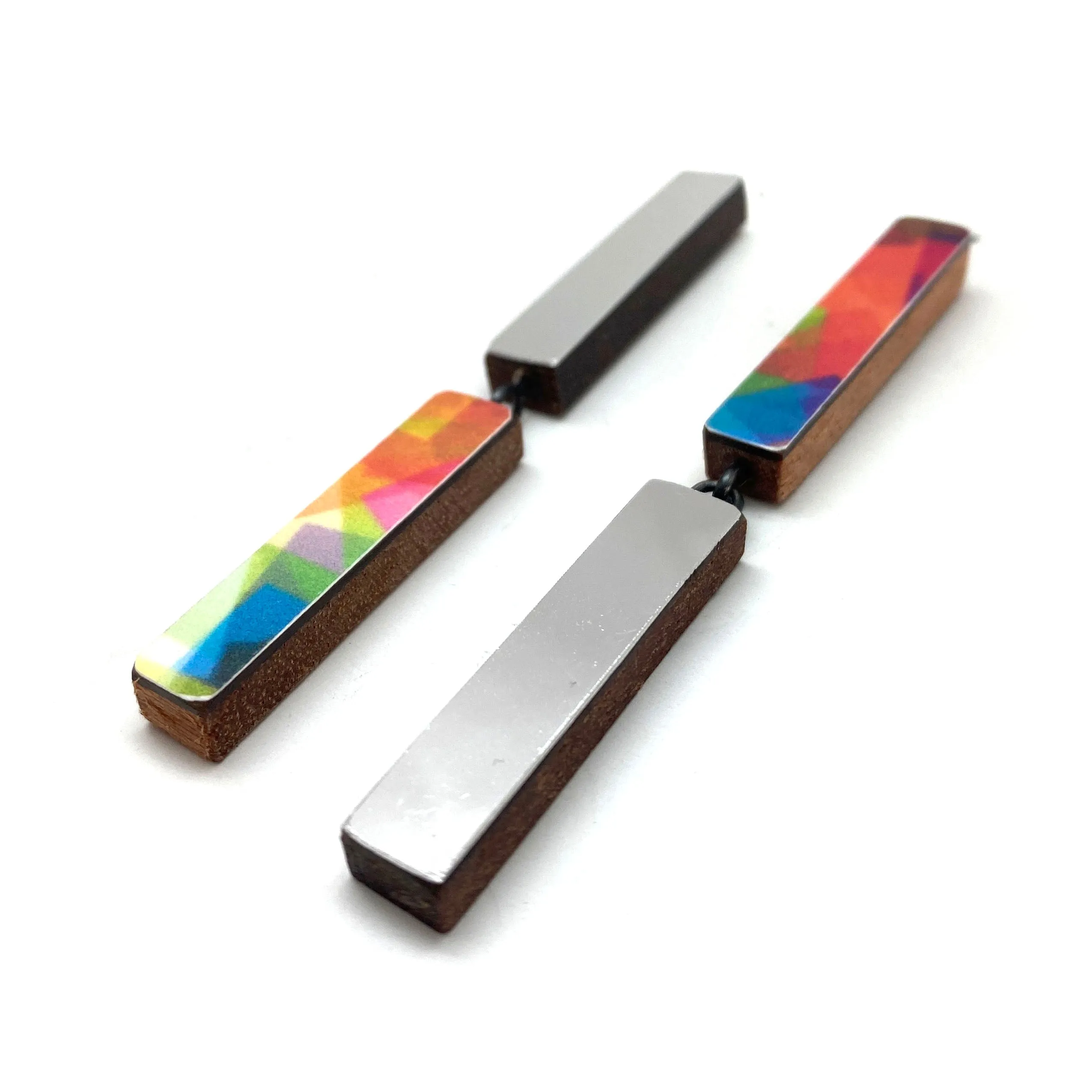 Geometric Metallic and Rainbow Earrings
