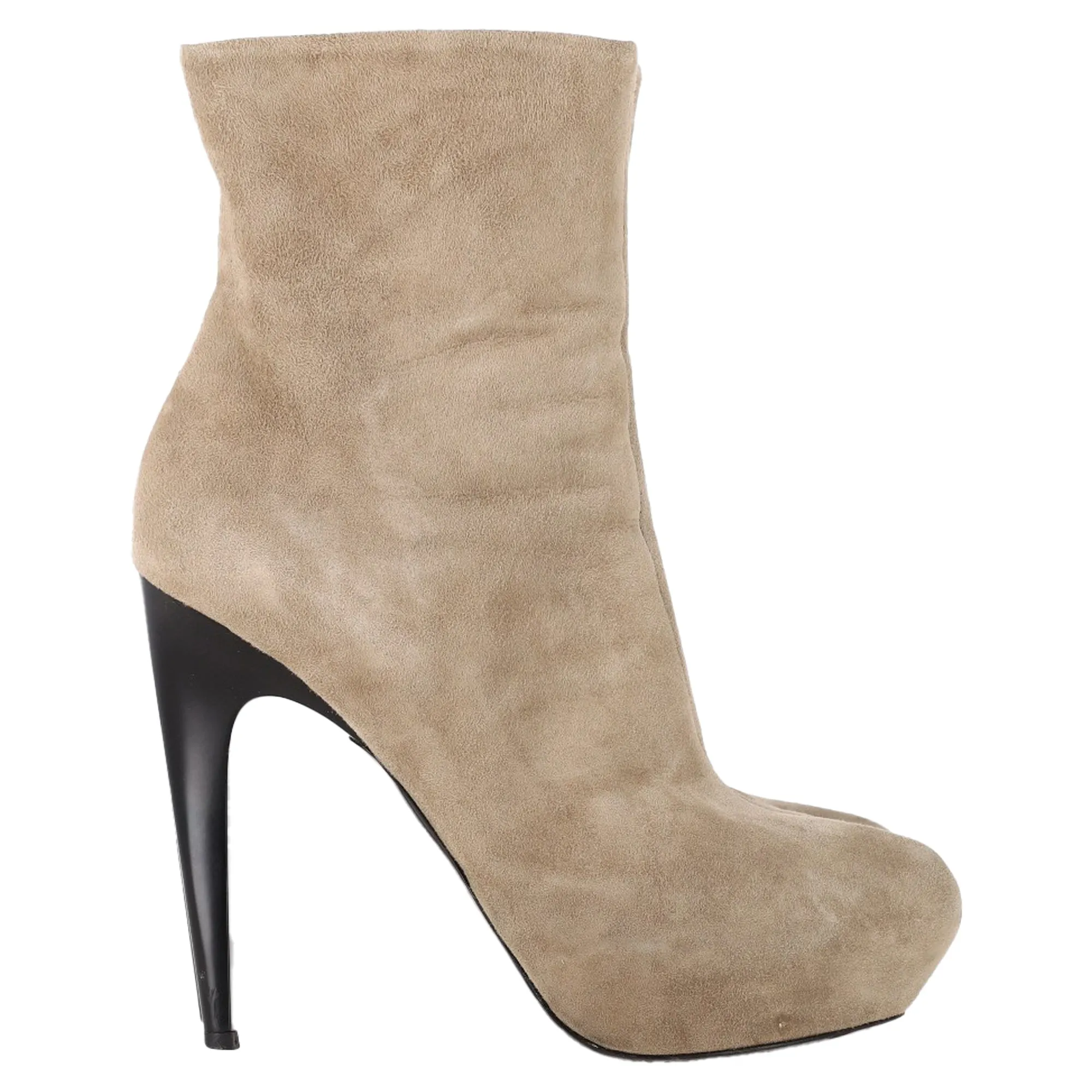 Giuseppe Zanotti Zipped Platform Ankle Boots in Beige Suede