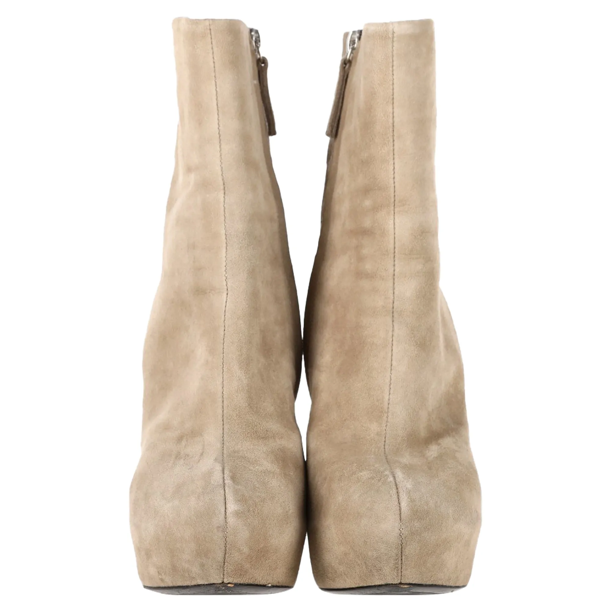 Giuseppe Zanotti Zipped Platform Ankle Boots in Beige Suede
