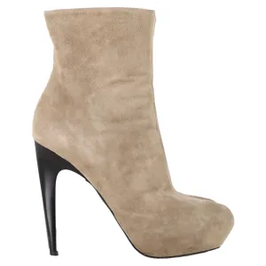Giuseppe Zanotti Zipped Platform Ankle Boots in Beige Suede