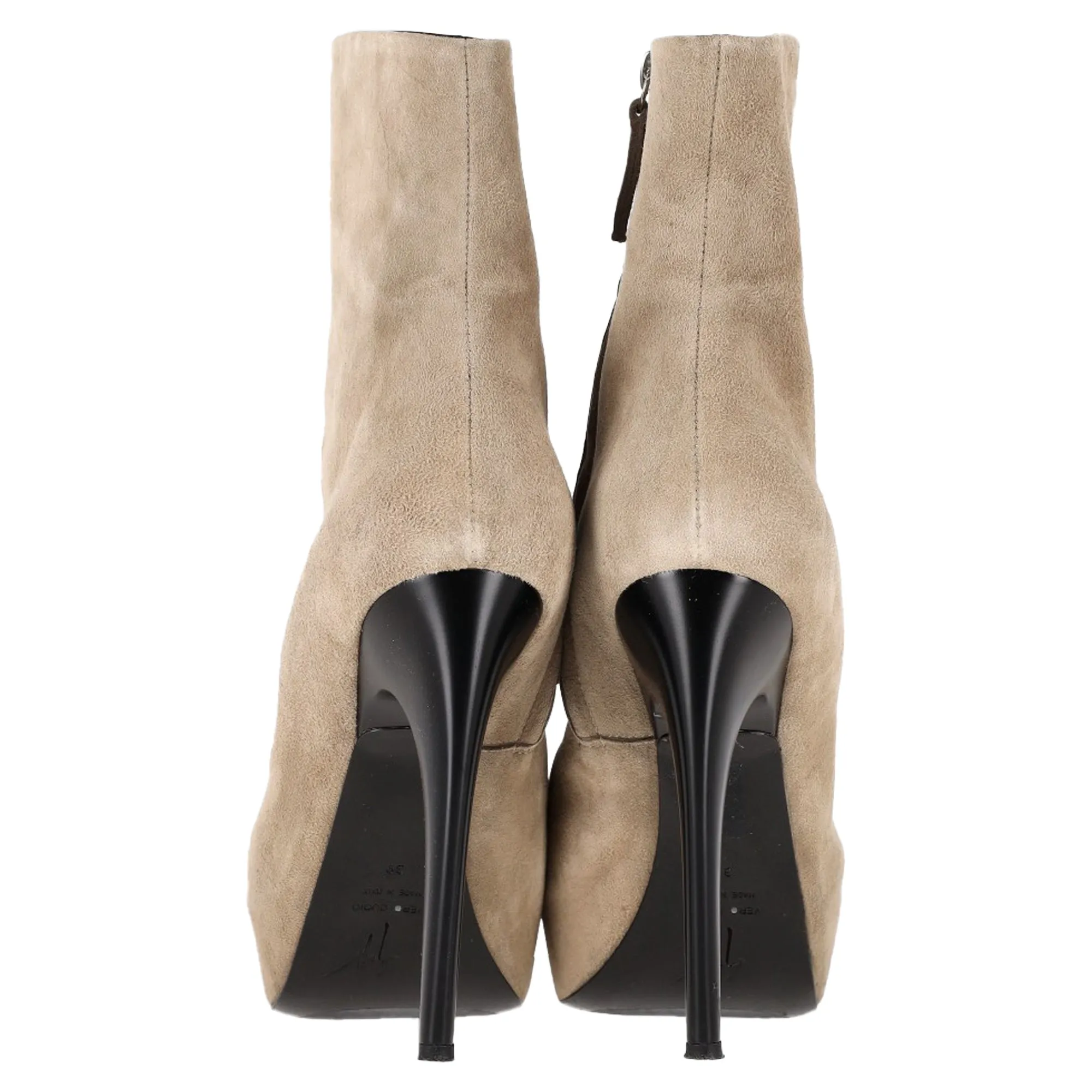 Giuseppe Zanotti Zipped Platform Ankle Boots in Beige Suede