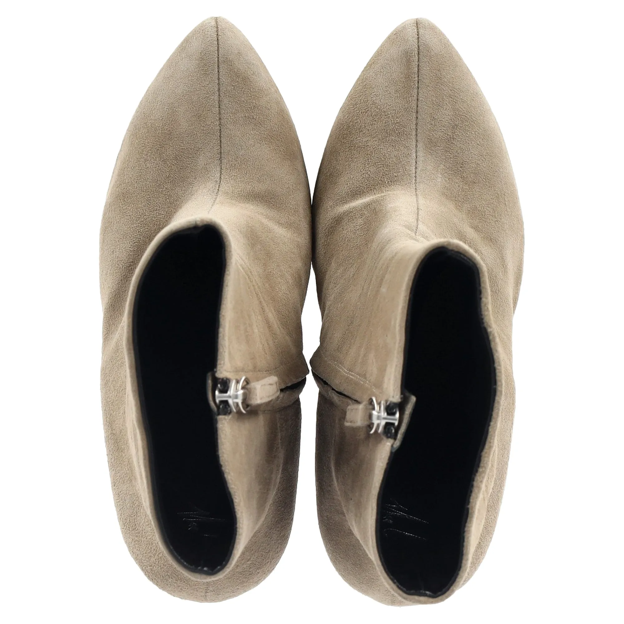 Giuseppe Zanotti Zipped Platform Ankle Boots in Beige Suede