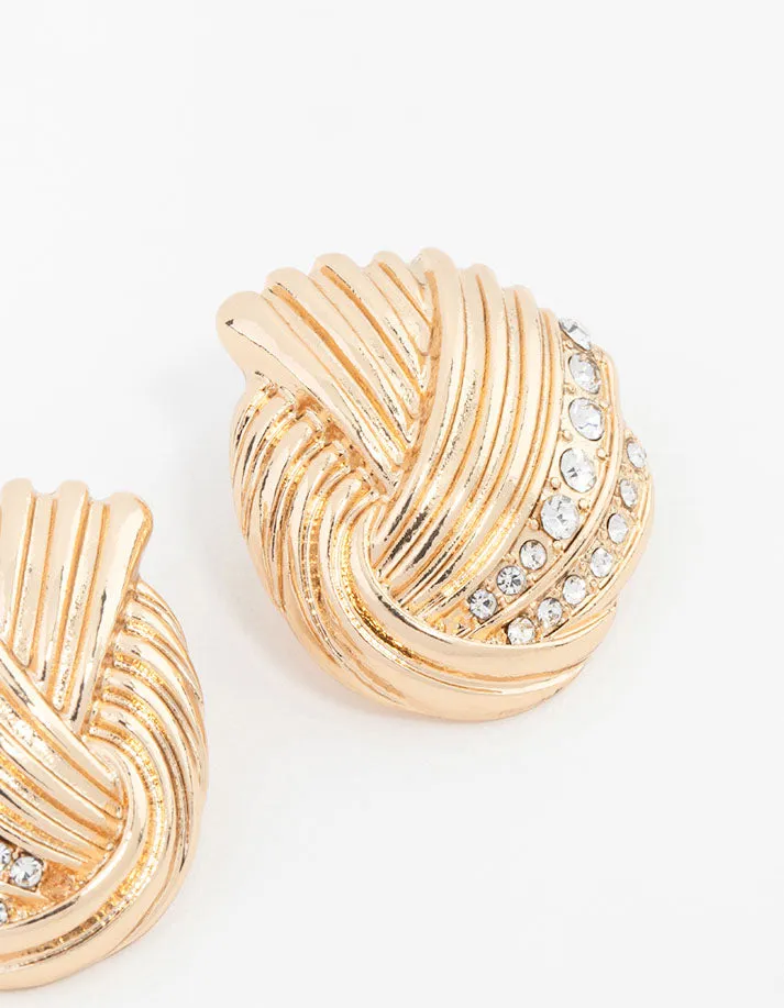 Gold Wrapped Crystal Stud Earrings
