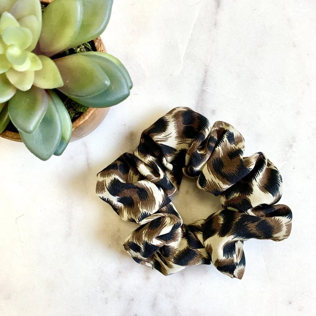 Green/Brown Leopard Scunchie