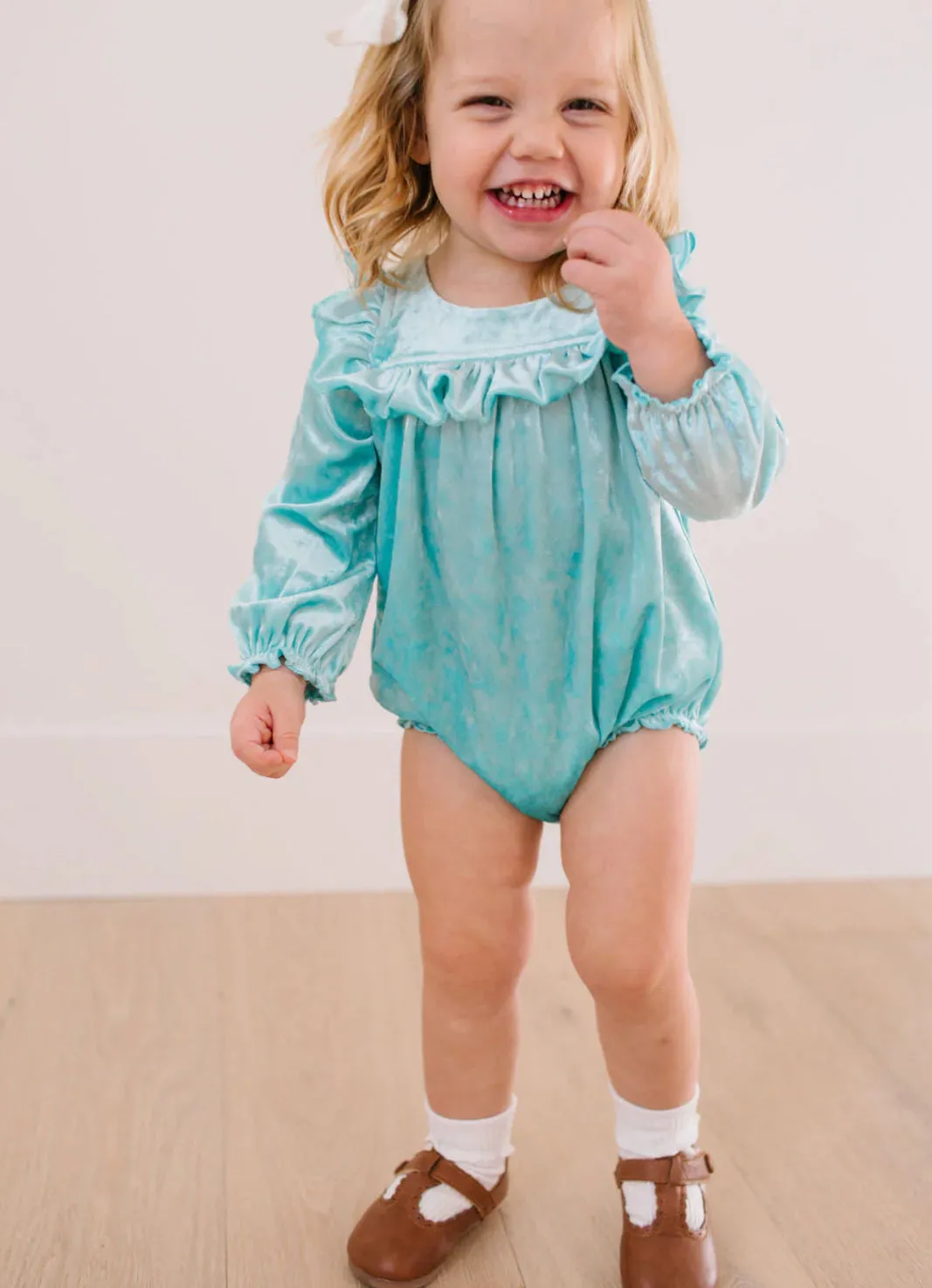 Hayley Romper in Crushed Mint Velvet