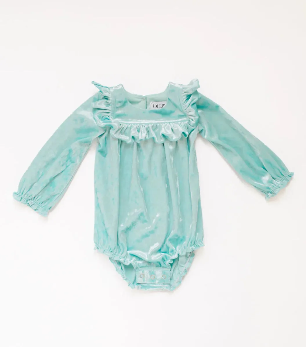 Hayley Romper in Crushed Mint Velvet