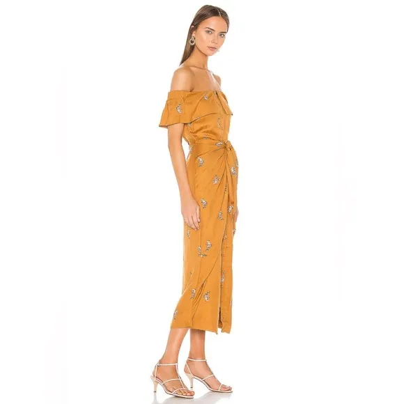 House of Harlow X Revolve Rumi Off Shoulder Midi Dress in Copper