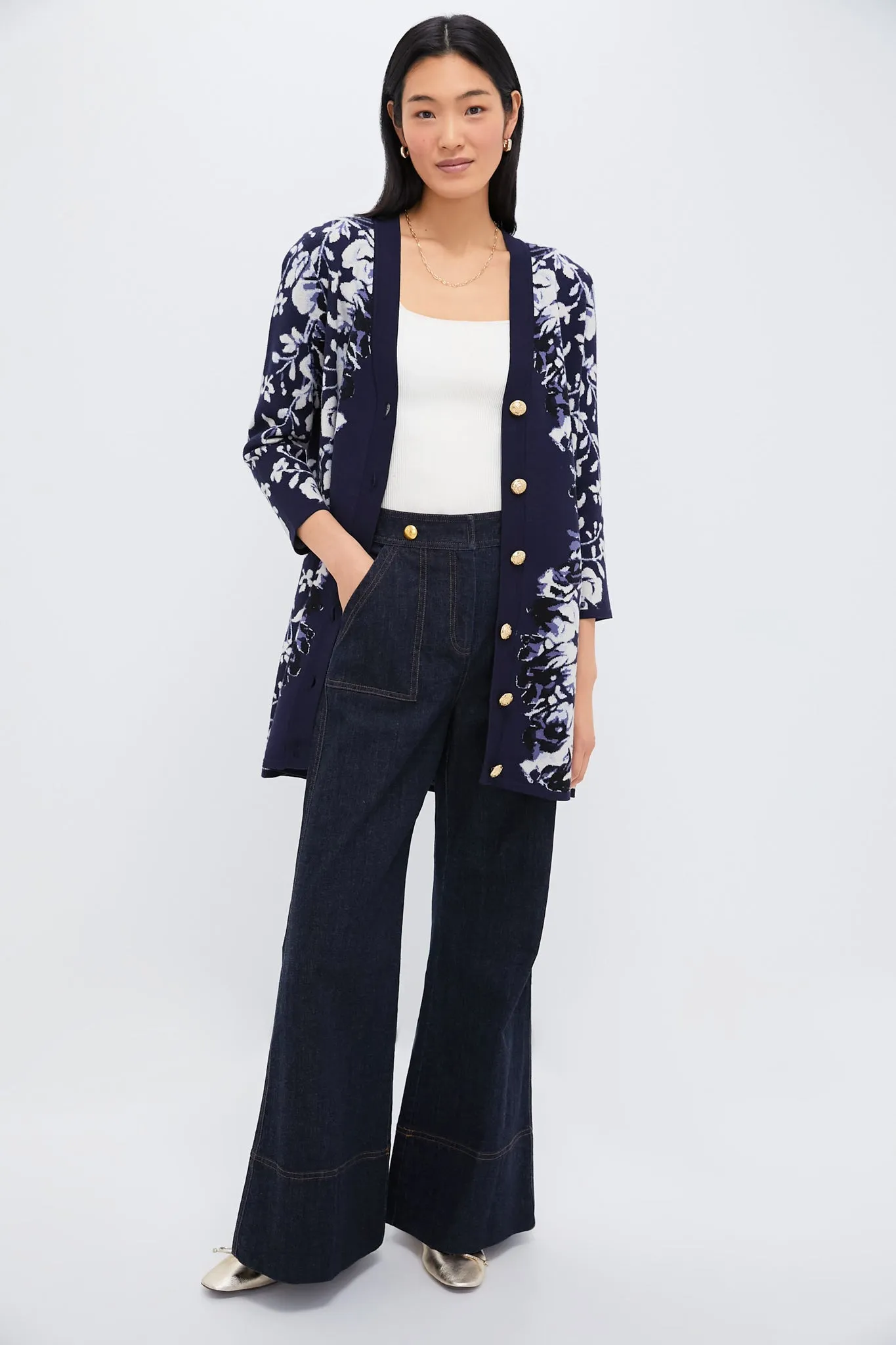 Indigo Reflection Knit Jacquard Liv Cardigan