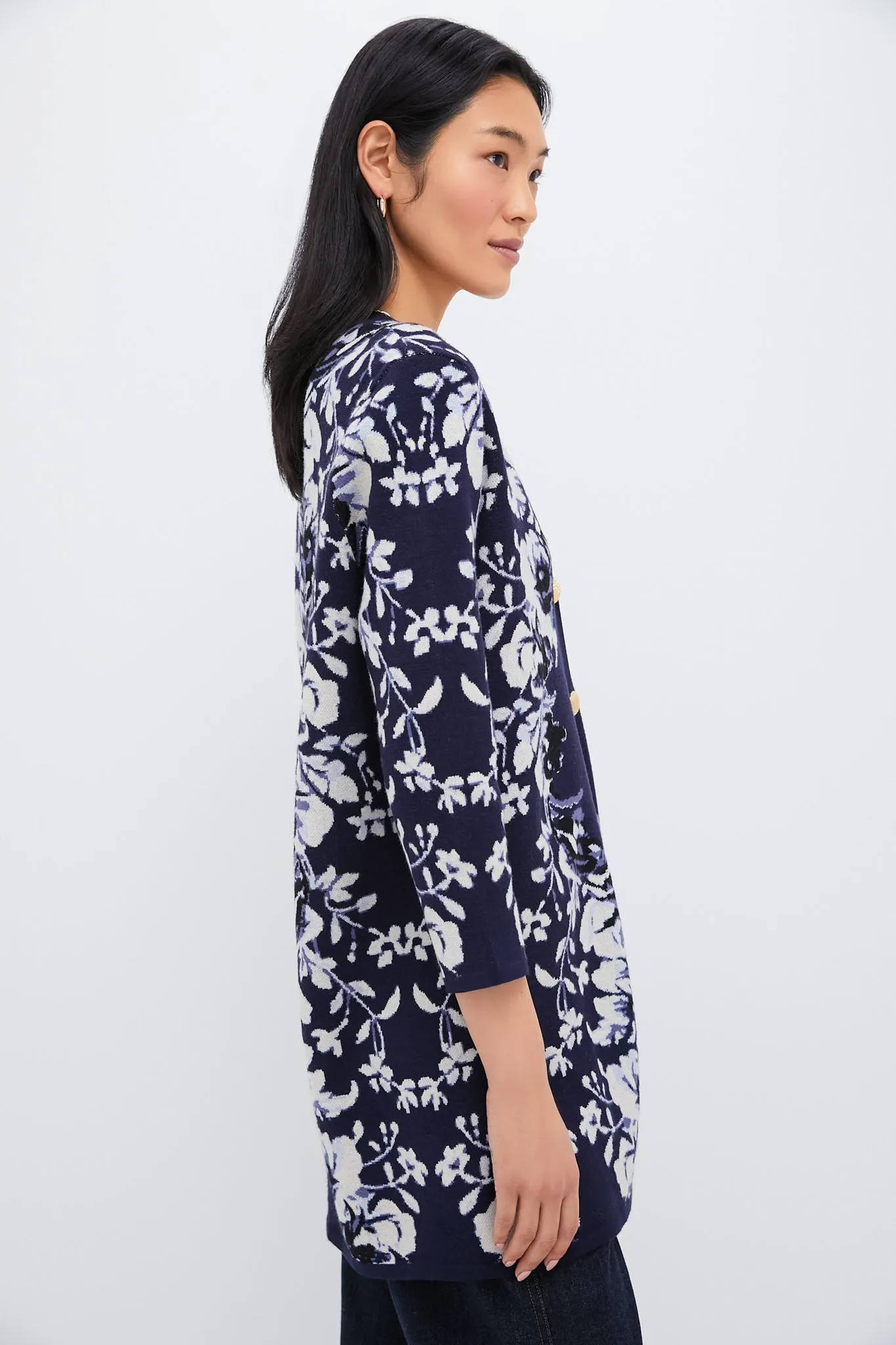 Indigo Reflection Knit Jacquard Liv Cardigan