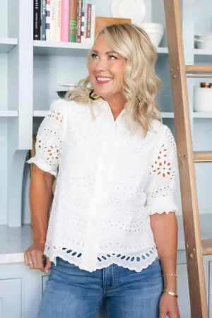 Janey Top- White Eyelet