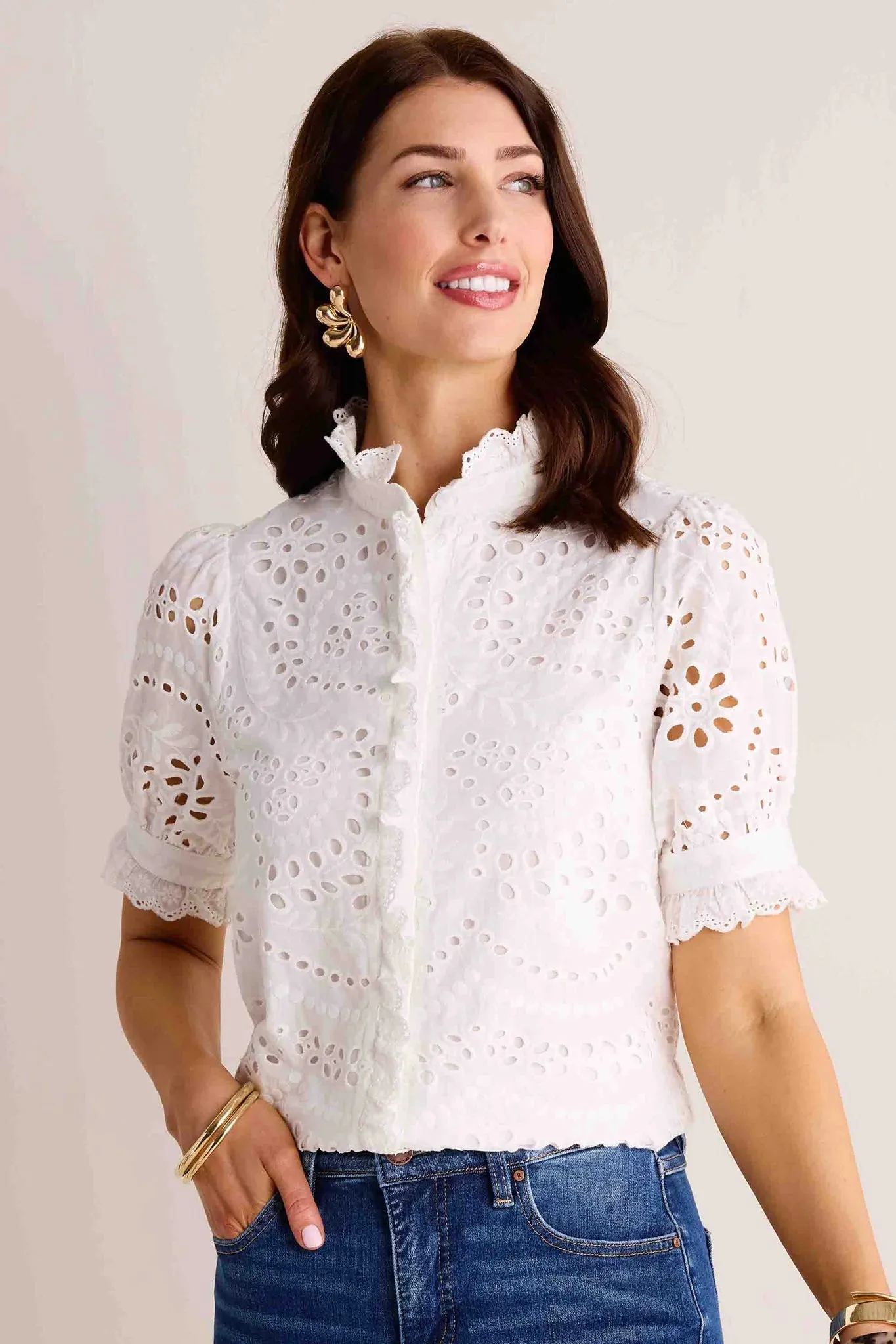 Janey Top- White Eyelet