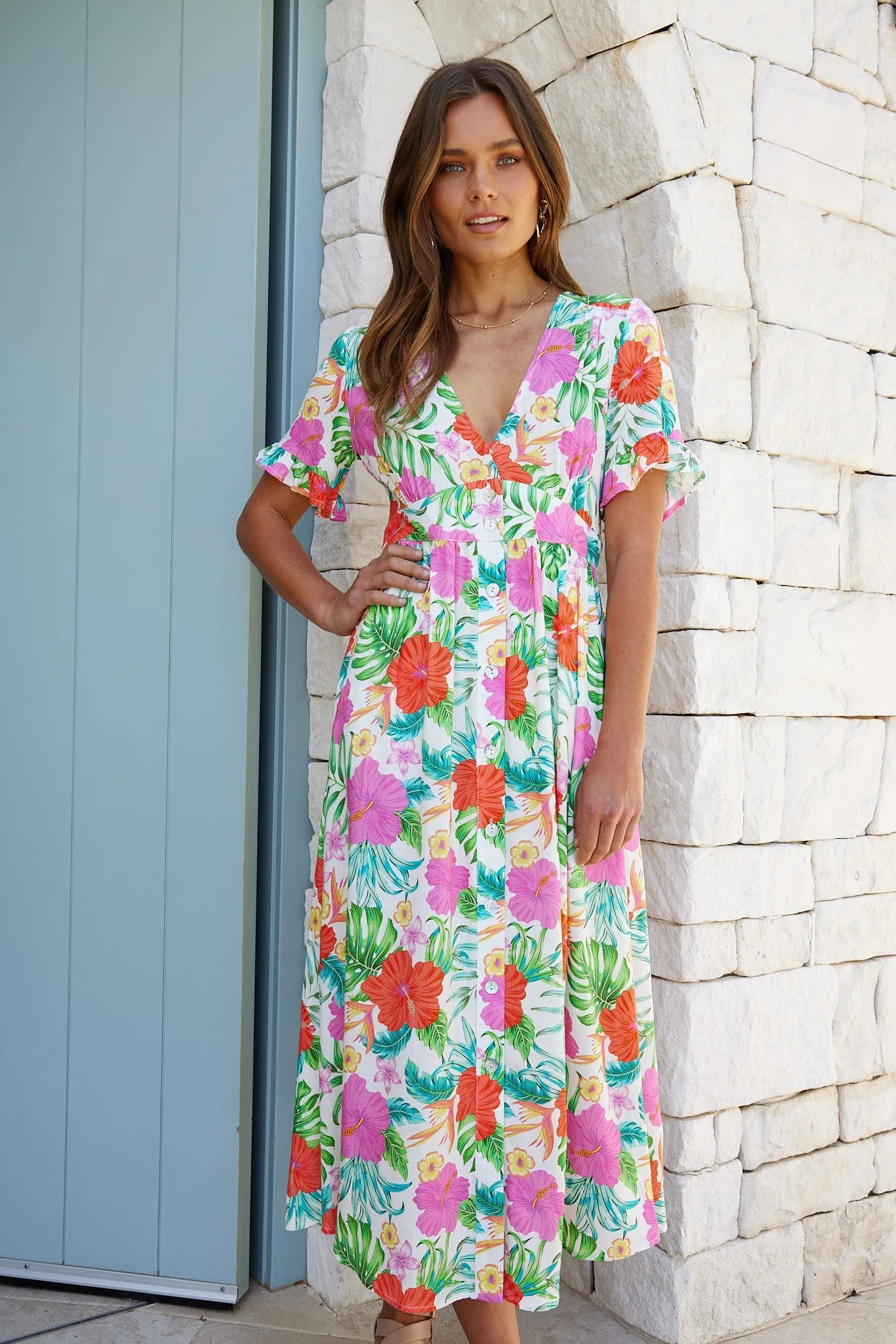 Karabelle Dress - White Floral