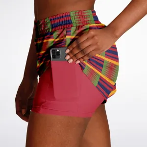 Kente (Blue) Women's 2-in-1 Shorts