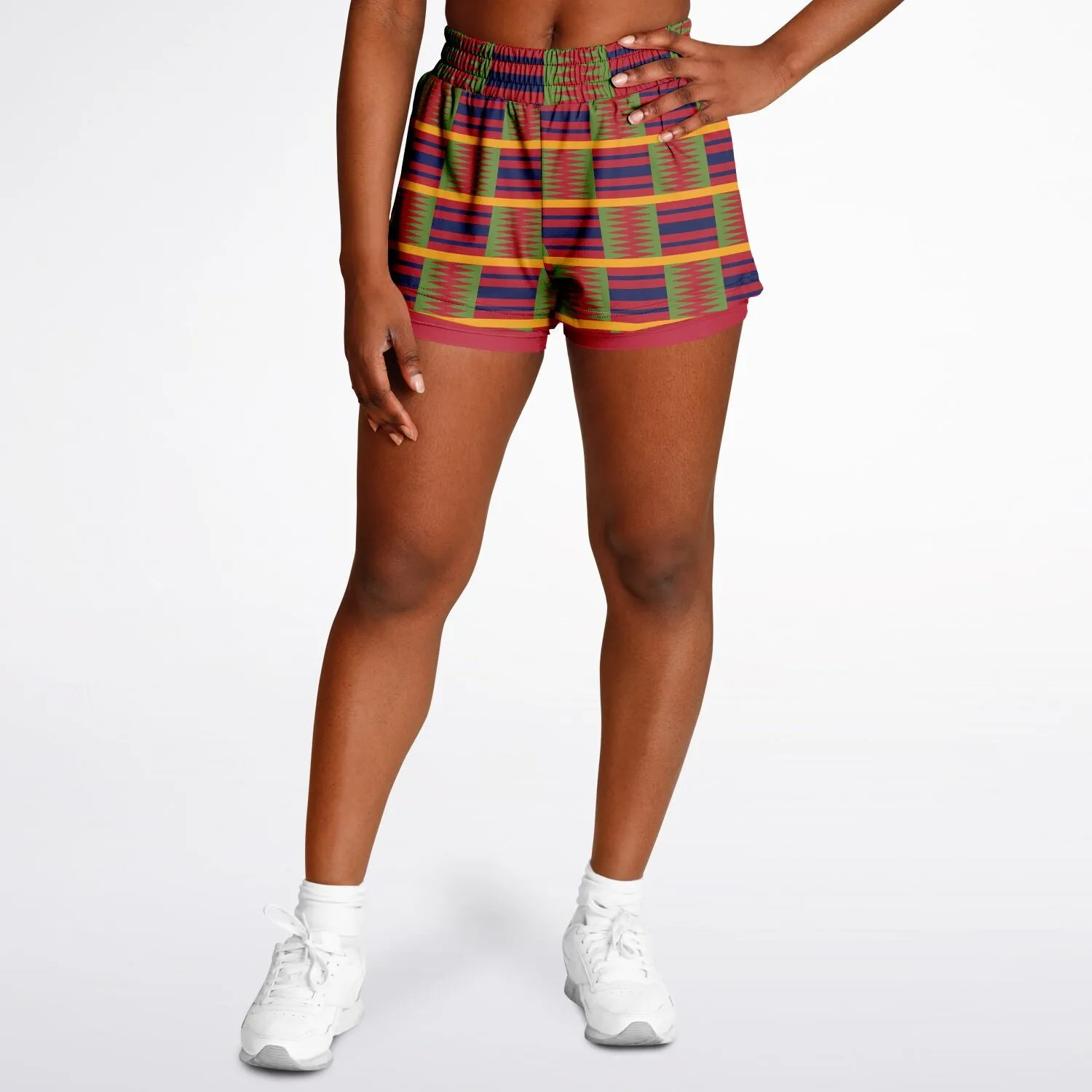 Kente (Blue) Women's 2-in-1 Shorts