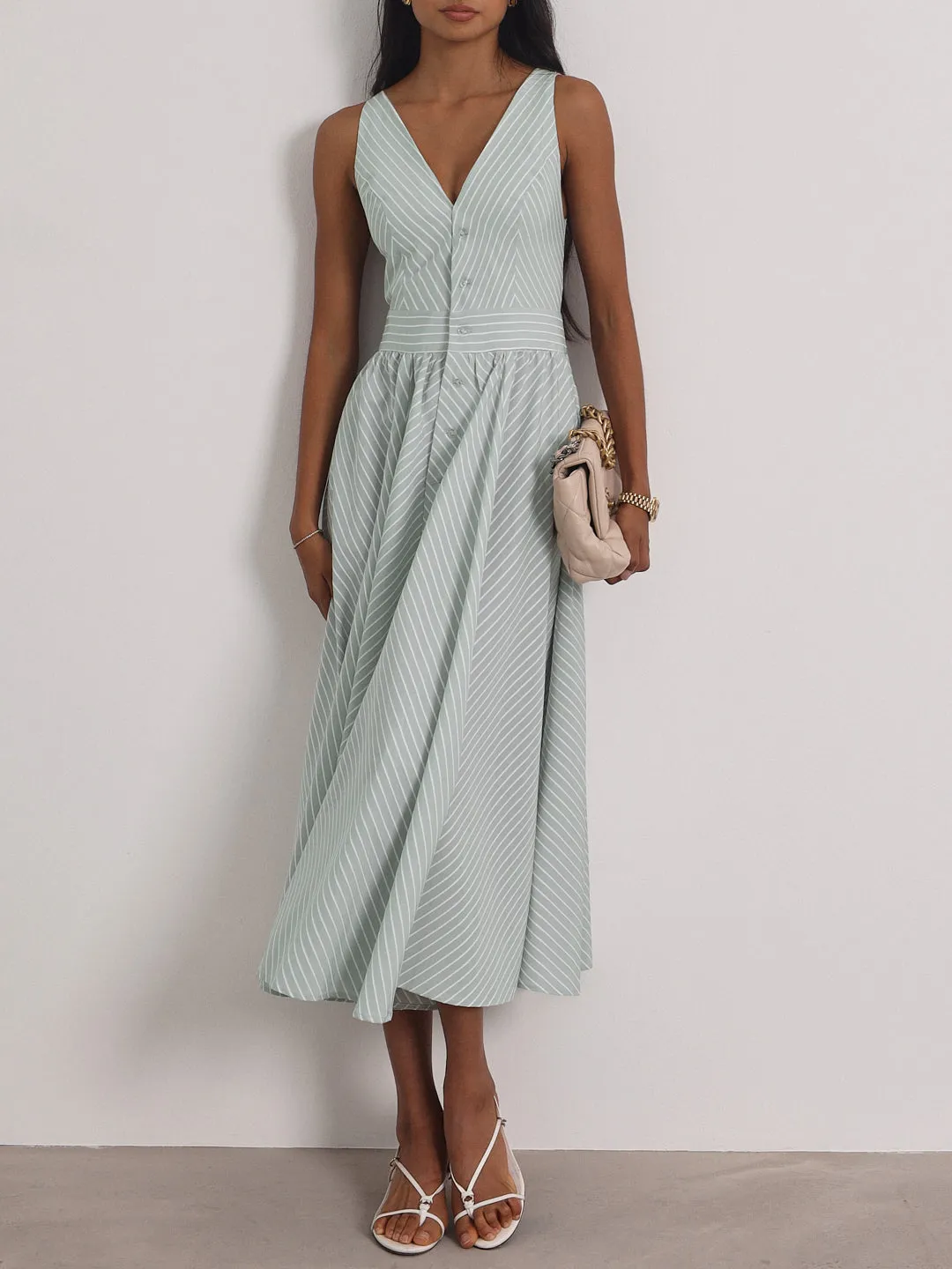 Kesha Stripe Icon Day Dress | Pistachio Pastel