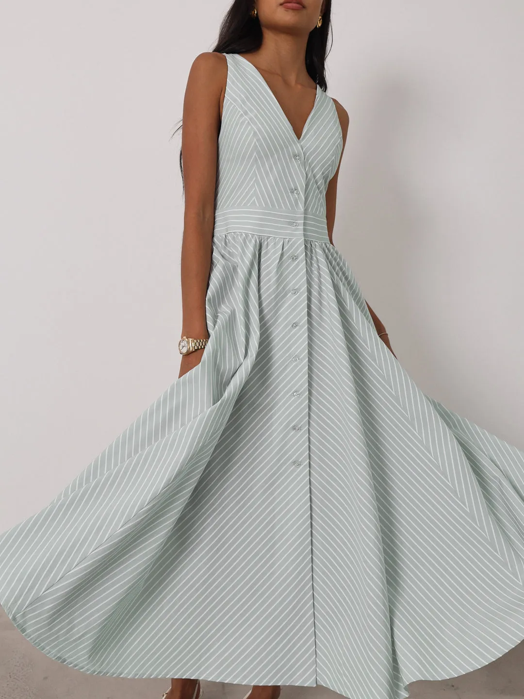 Kesha Stripe Icon Day Dress | Pistachio Pastel