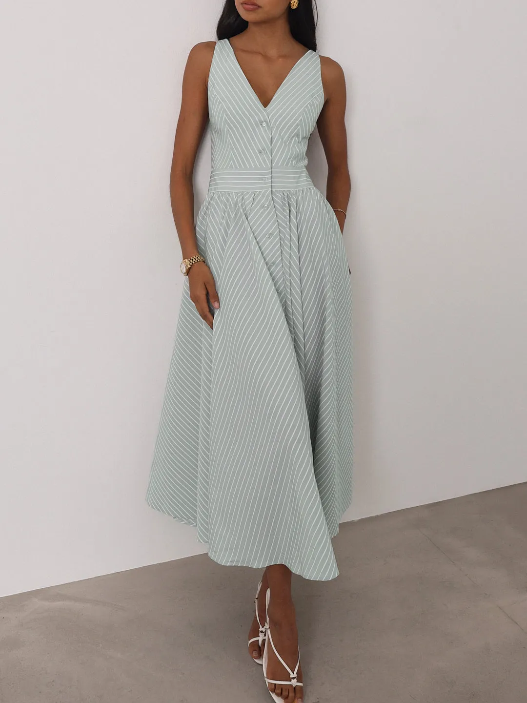 Kesha Stripe Icon Day Dress | Pistachio Pastel