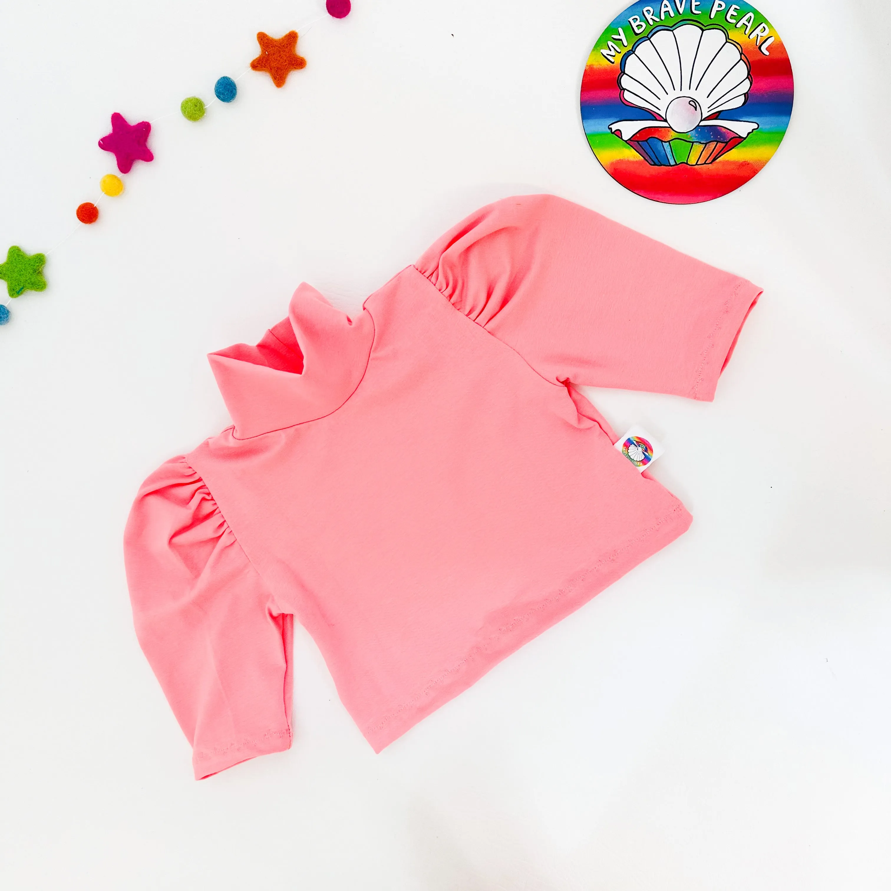Kids Mock Neck Ruched Sleeve Crop