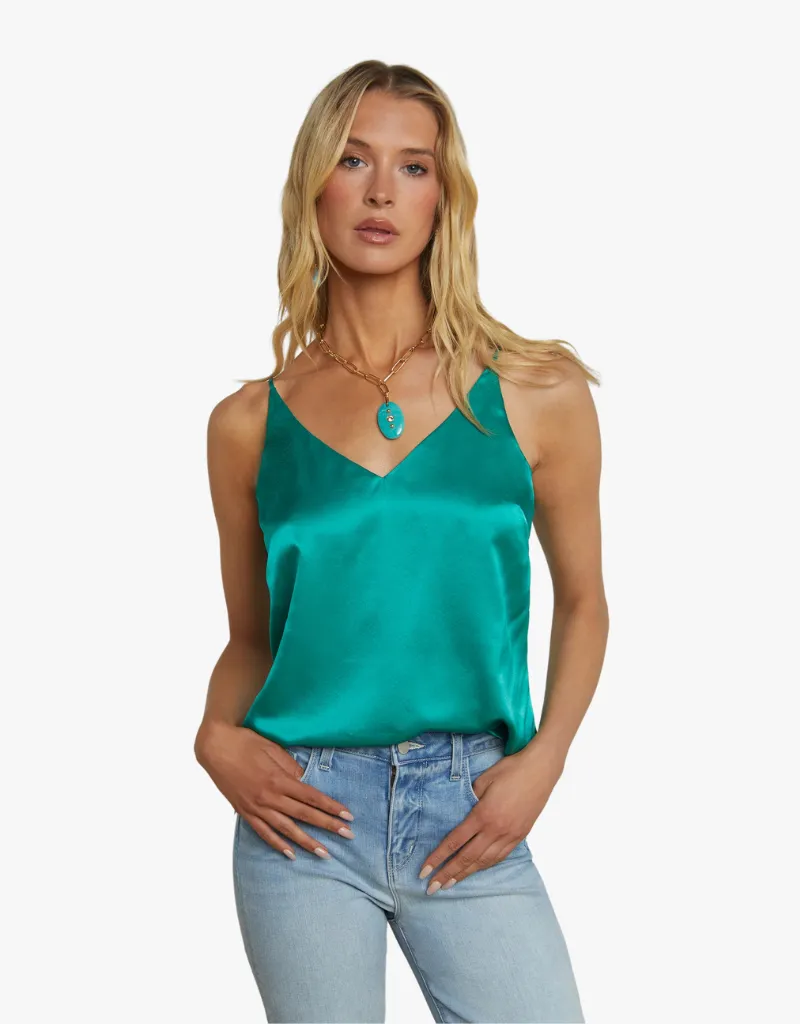L'agence Gabriella  Silk Camisole in Bright Jade