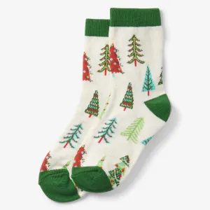 Little Blue House Christmas Trees Crew Socks