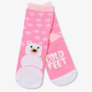 Little Blue House Pink Snow Bear Crew Socks