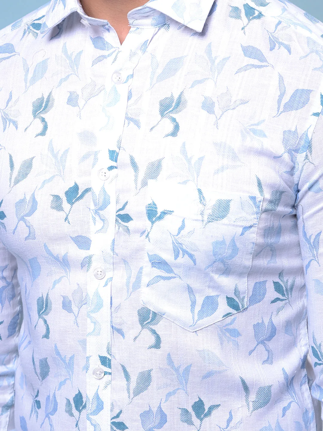 Men's Blue Floral Print Shirt
