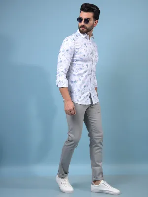 Men's Blue Floral Print Shirt