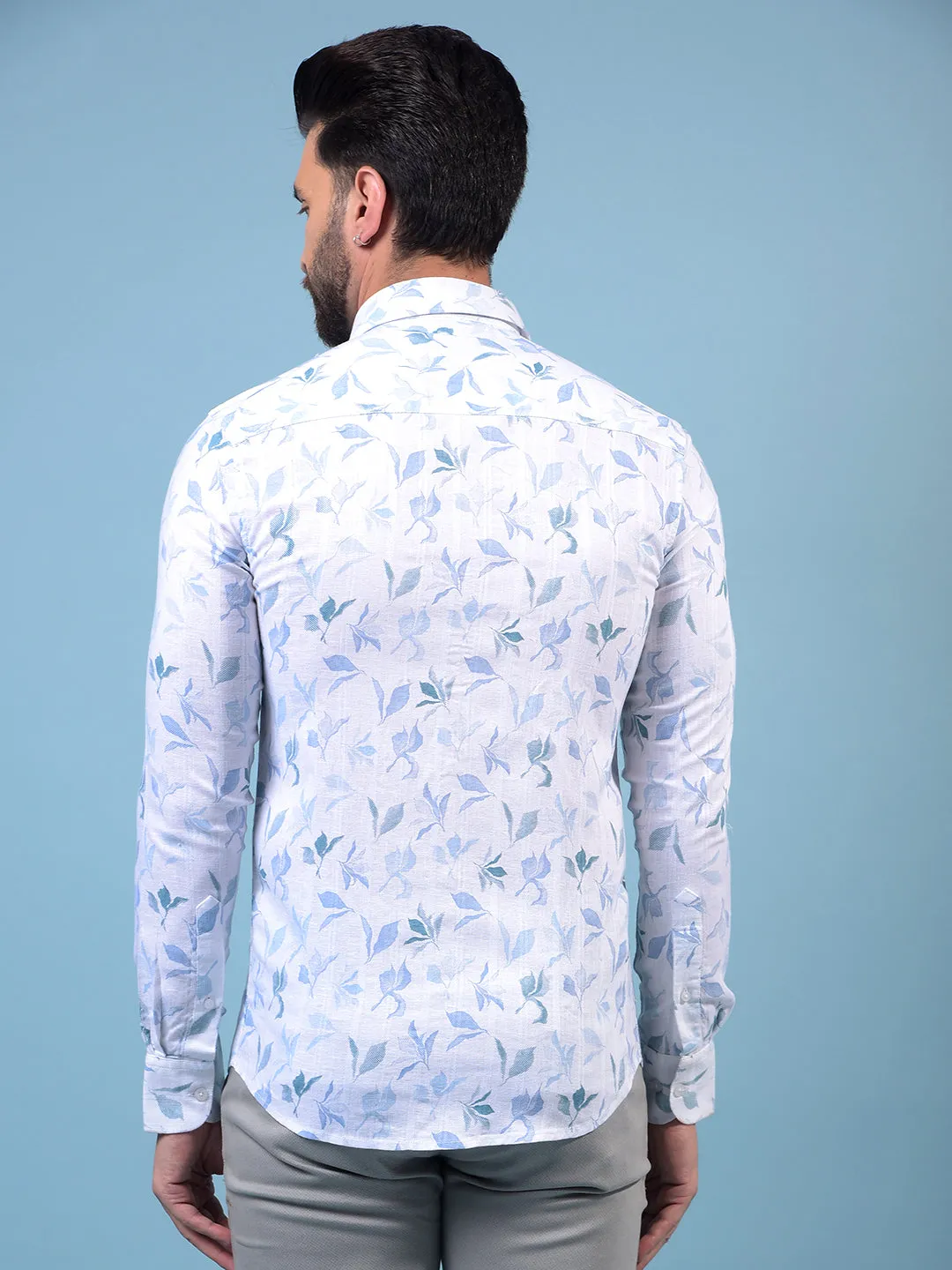 Men's Blue Floral Print Shirt