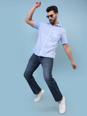 Men's Blue Linen Shirt