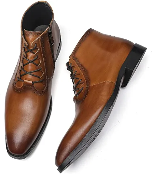 Men's Dress Boots Sleek Cut Black Brown