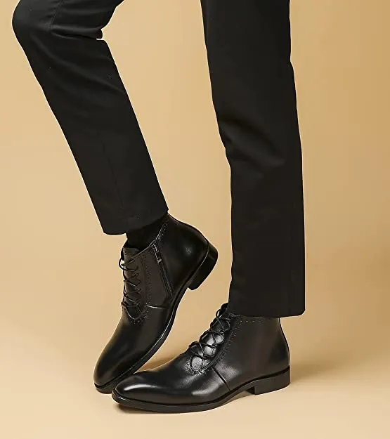 Men's Dress Boots Sleek Cut Black Brown