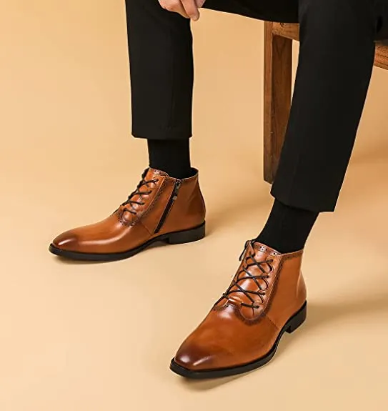 Men's Dress Boots Sleek Cut Black Brown