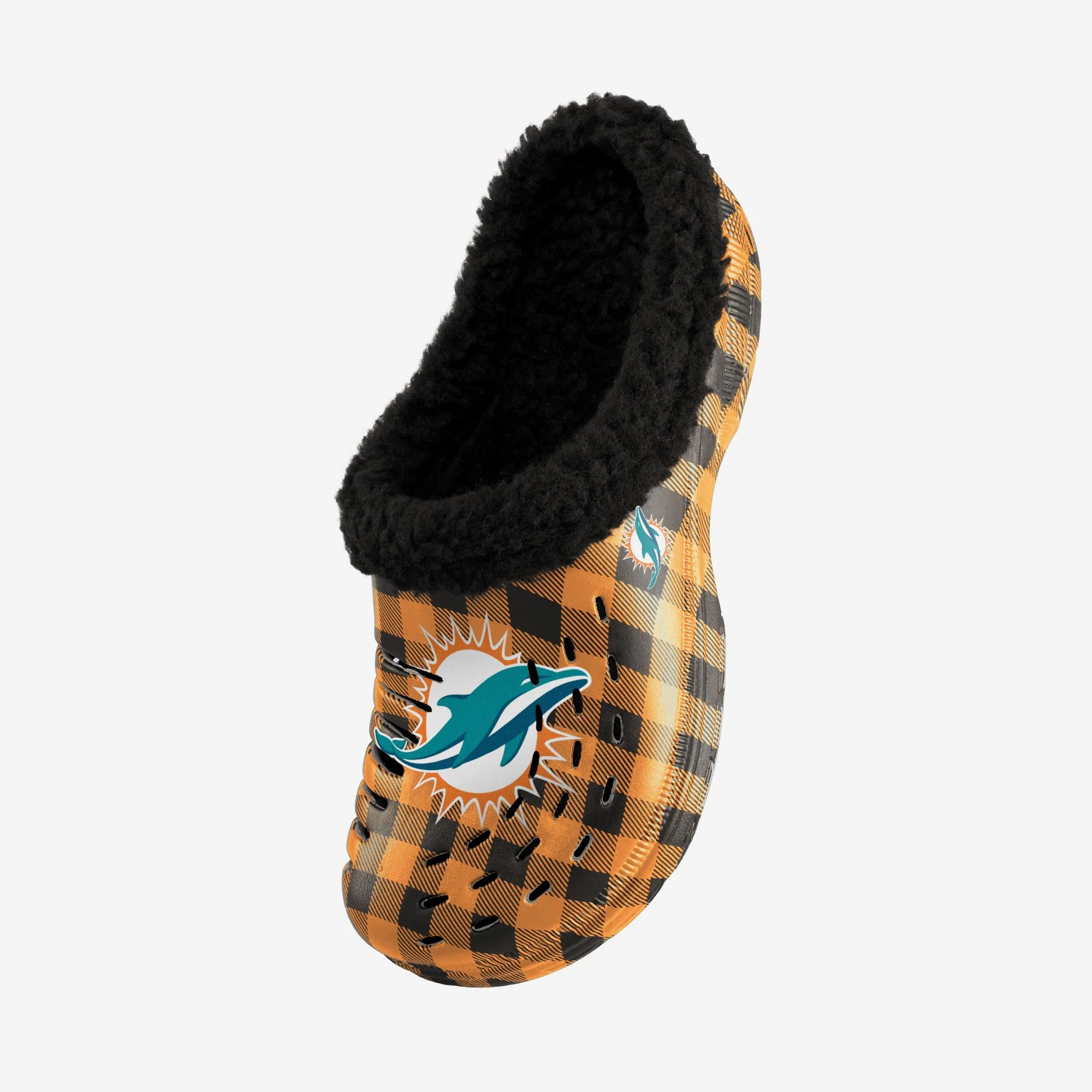 Miami Dolphins Sherpa Lined Buffalo Check Clog