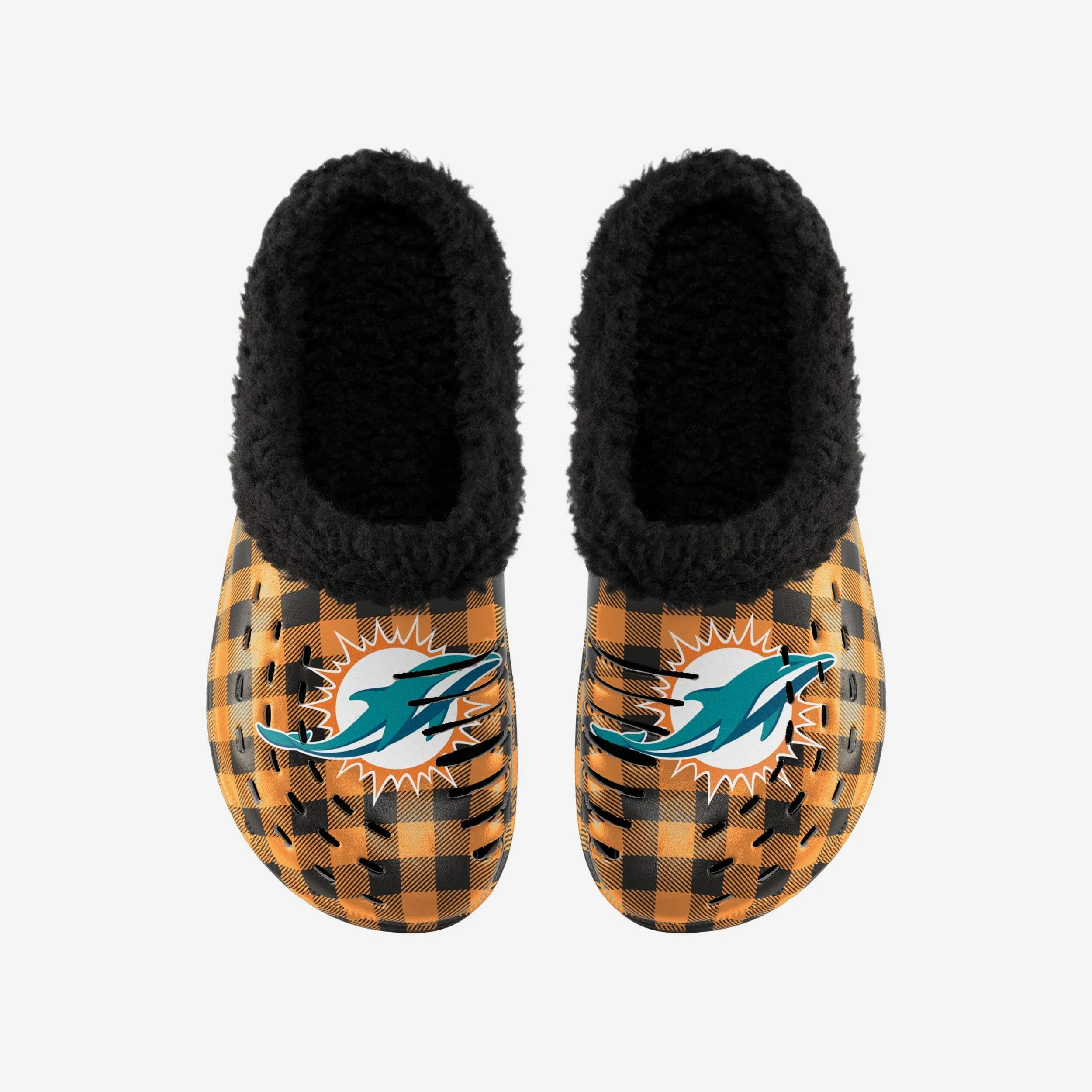 Miami Dolphins Sherpa Lined Buffalo Check Clog