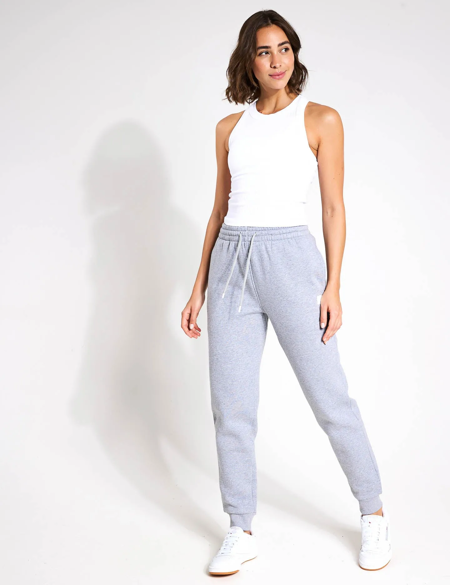 Millie Slim Fleece Track Pant - Grey Marl