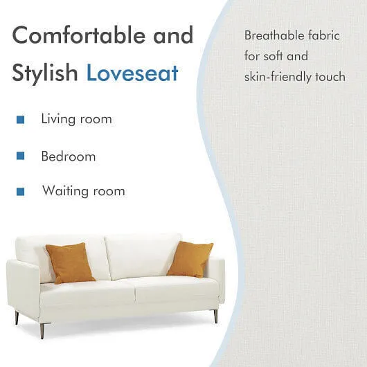 Modern Loveseat with Comfy Backrest Cushions-White - Color: White