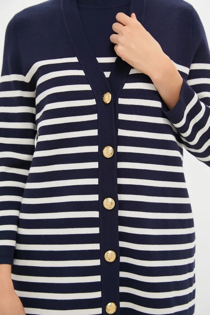 Navy and White Stripe Knit Liv Cardigan