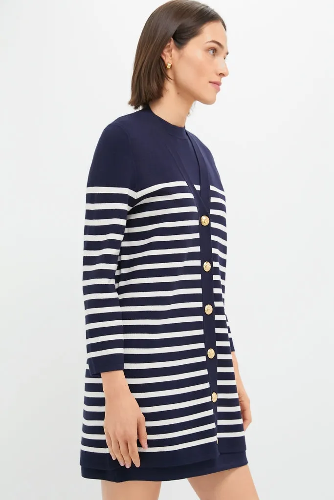 Navy and White Stripe Knit Liv Cardigan
