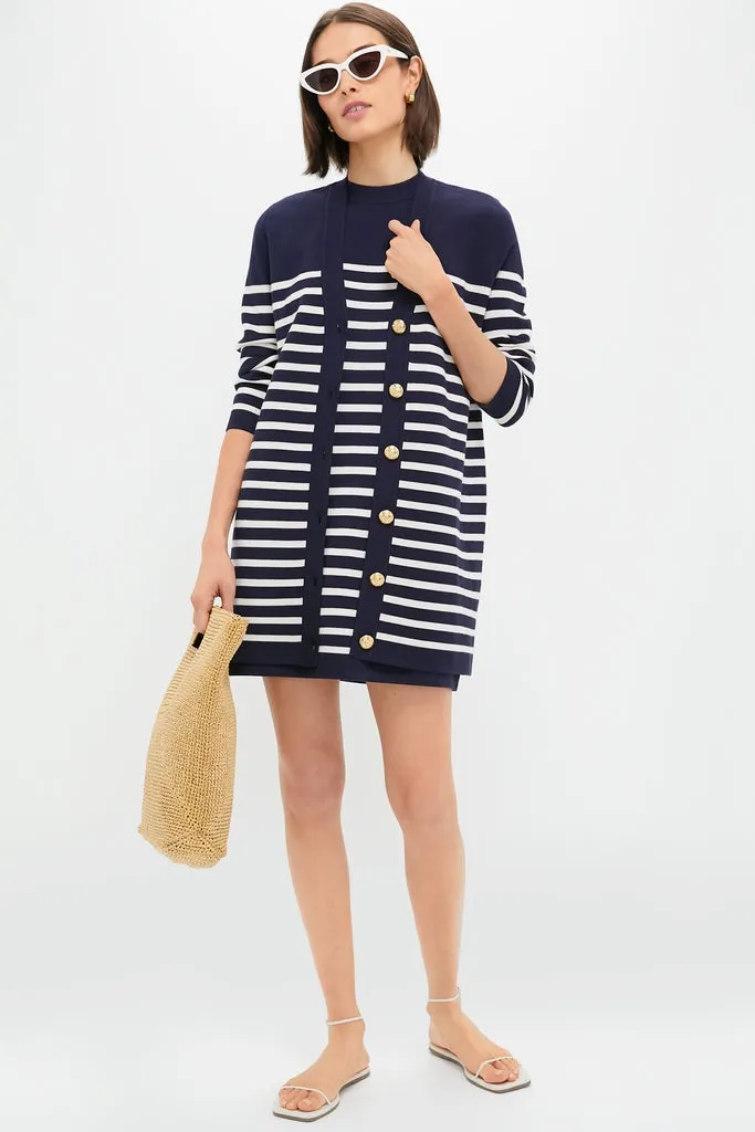 Navy and White Stripe Knit Liv Cardigan