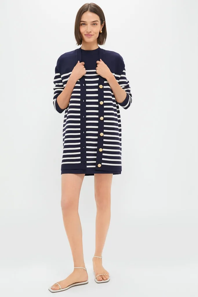 Navy and White Stripe Knit Liv Cardigan