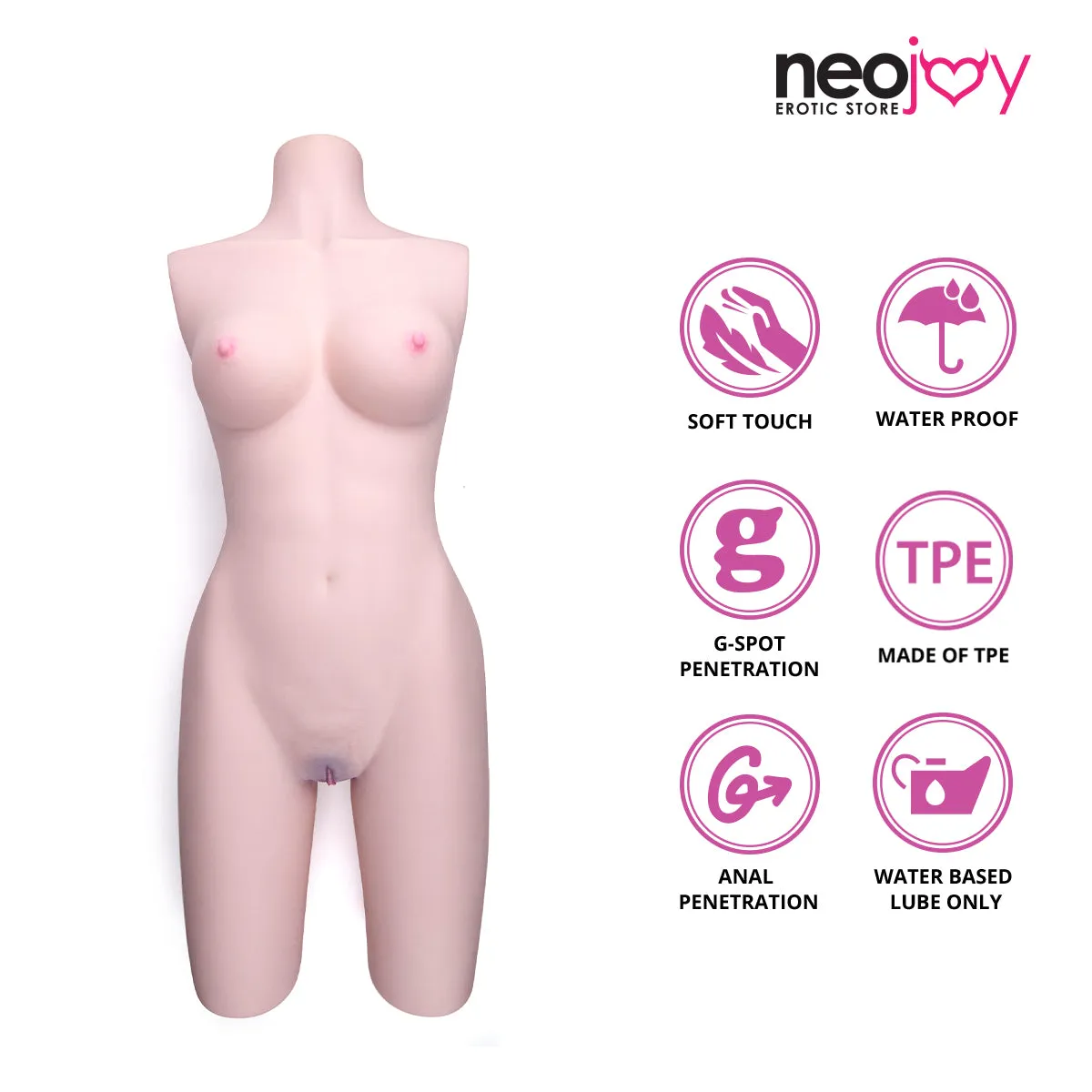 Neojoy - Big half body Sex Torso with Flexible Skeleton - Japenise White - 21.5Kg