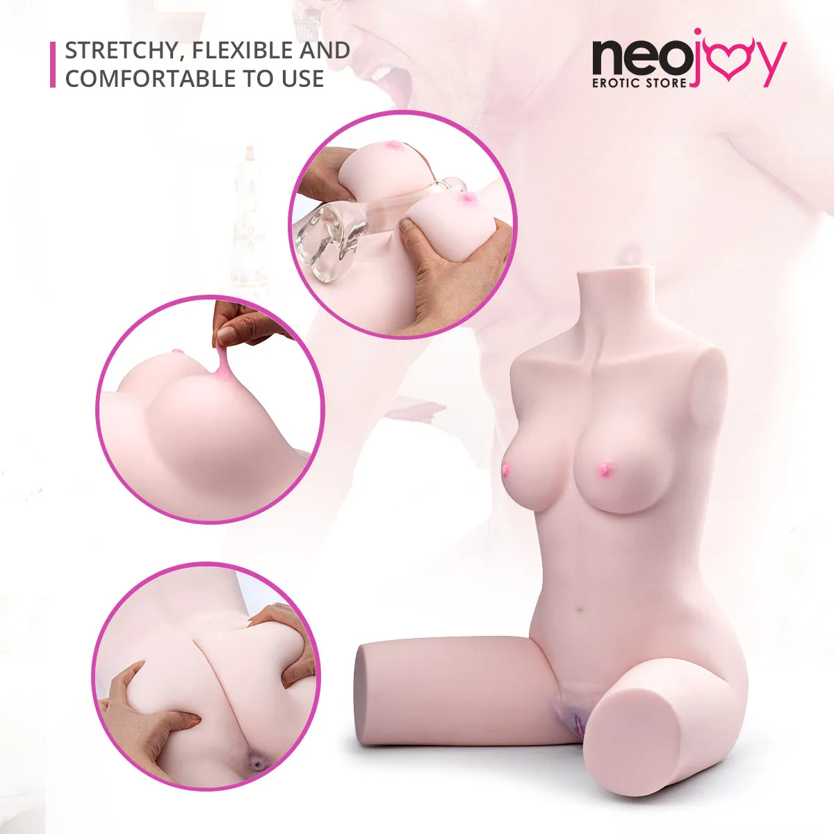 Neojoy - Big half body Sex Torso with Flexible Skeleton - Japenise White - 21.5Kg