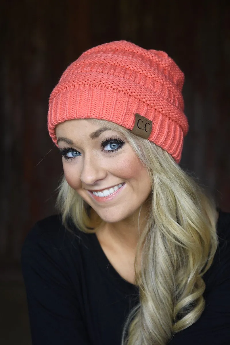 Neon Coral Beanie