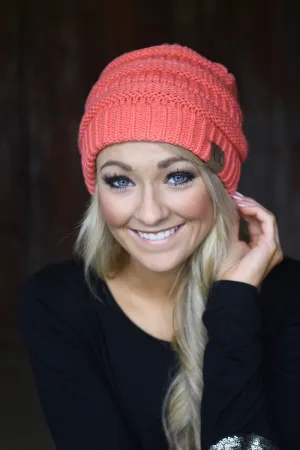Neon Coral Beanie